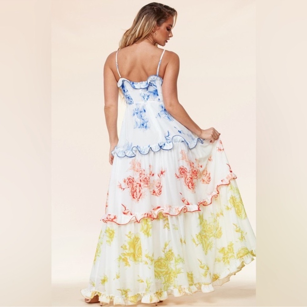 NWT Latiste Women’s White and Colorful Tired Maxi Dress - Picture 4 of 10